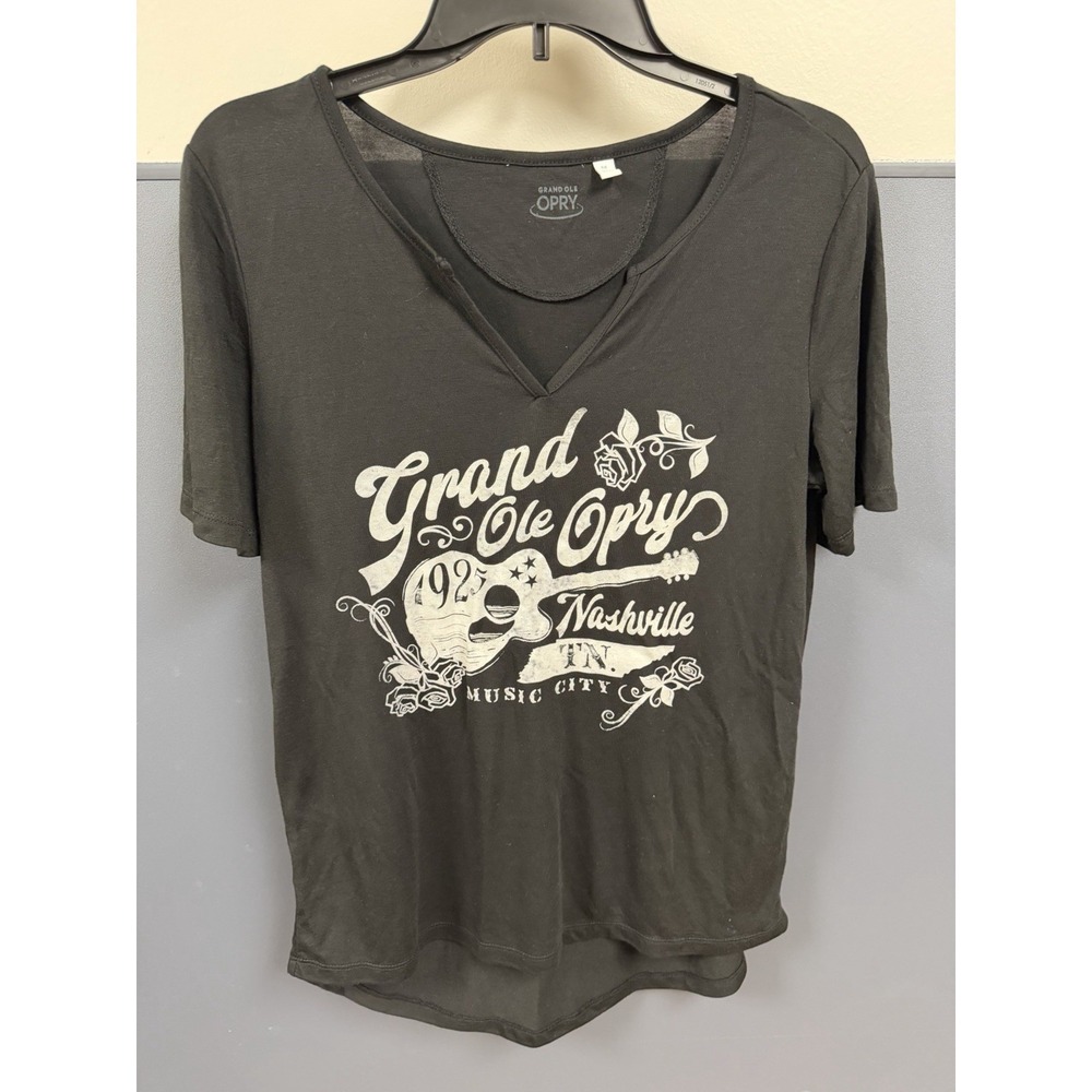 Grand Ole Opry Guitar‎ Rose V Neck Black Women's Sz Medium Nashville TN